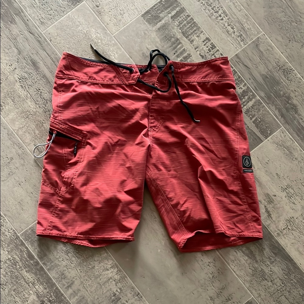 2/$10 Volcom Red Quick-Dry Board Shorts Swimwear